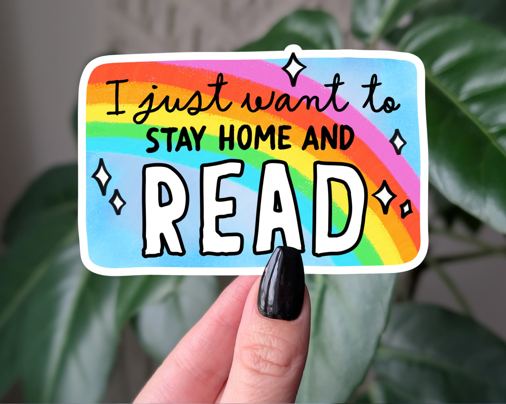 Funny Book Lover Sticker – “I Just Want to Stay Home and Read” Introvert Reading Vinyl Decal