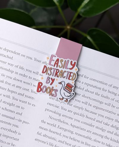 Easily Distracted by Books Bookmark – Funny Goose Magnetic Page Marker