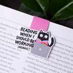 Funny Cat Magnetic Bookmark – Reading When I Should Be Working