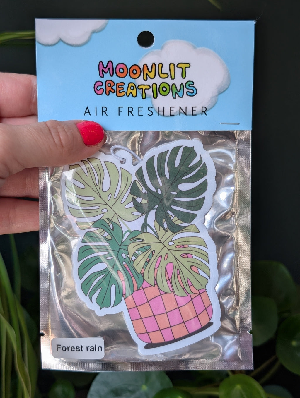 Monstera Plant Car Air Freshener | Forest Rain Scent