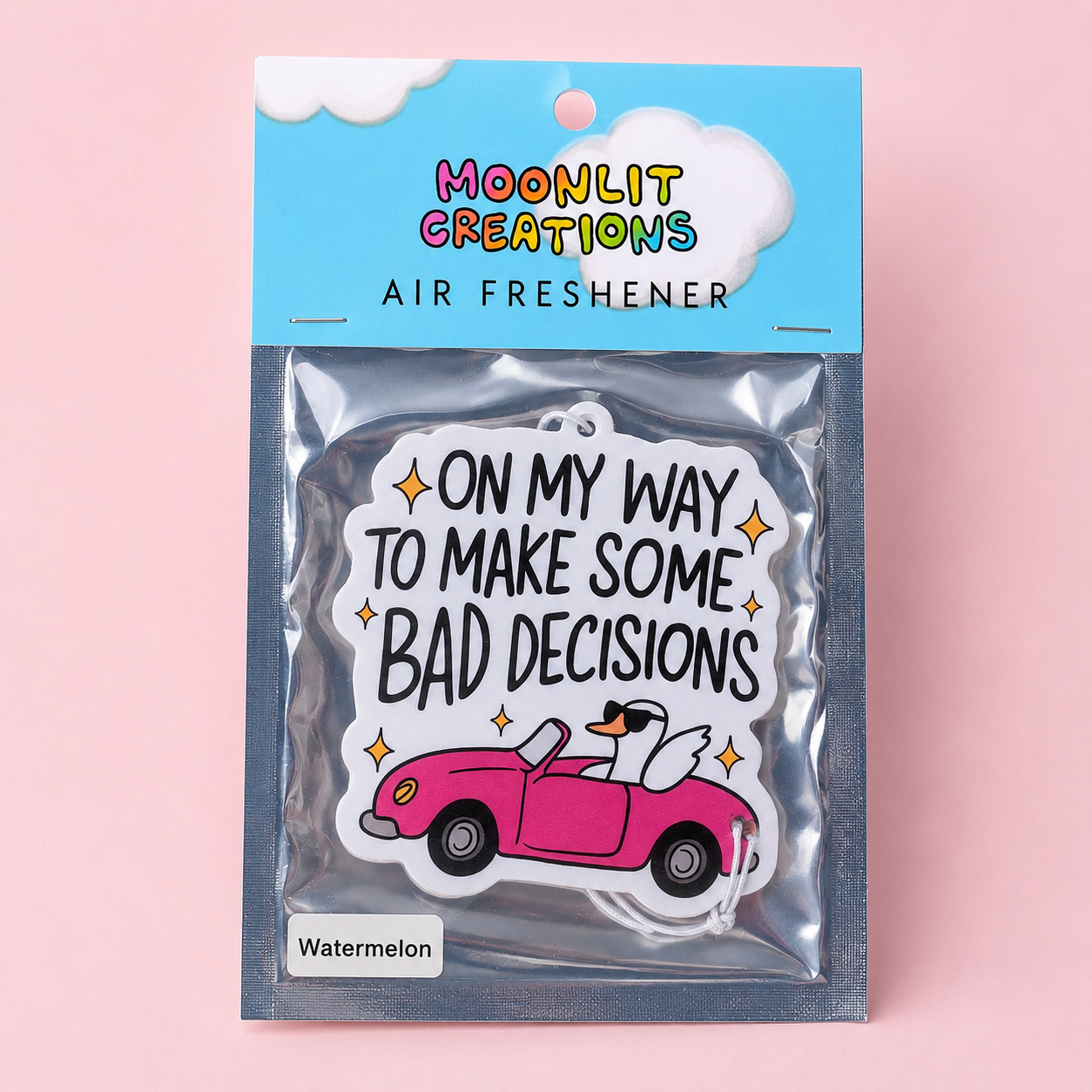 On My Way to Make Some Bad Decisions Car Air Freshener - Funny Duck Air Freshener - Watermelon Scent