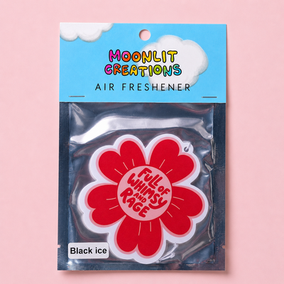 Full of Whimsy and Rage Car Air Freshener - Funny Floral Car Freshener - Black Ice Scent
