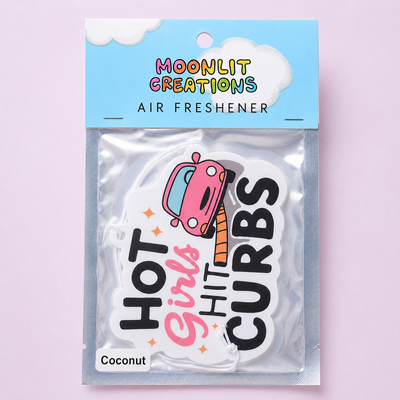 Hot Girls Hit Curbs Car Air Freshener - Funny Girly Car Freshener - Coconut Scent
