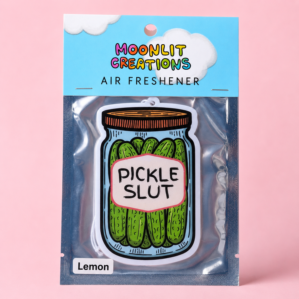 Pickle Slut Car Air Freshener - Funny Pickle Lover Car Freshener - Lemon Scent