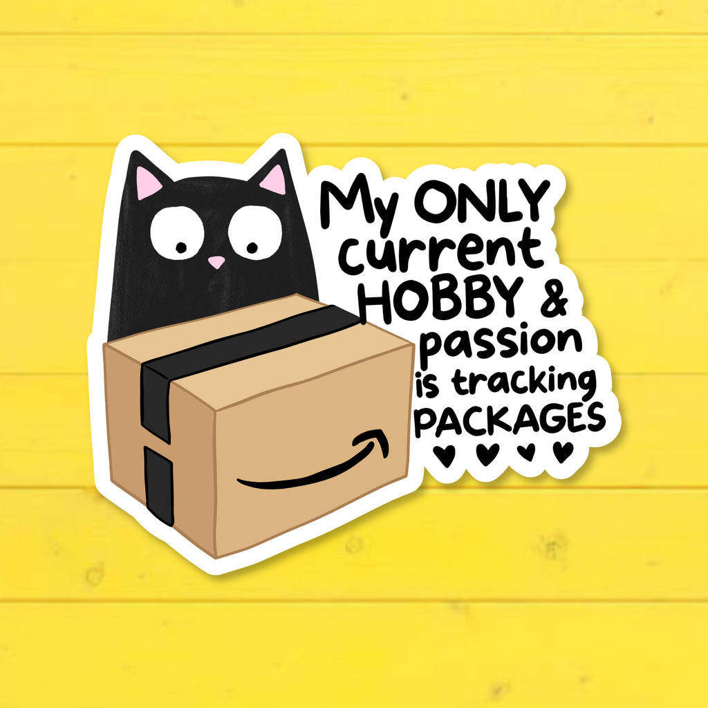 Tracking Packages Funny Sticker | Relatable Online Shopping Humor Decal
