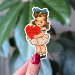 I’m Literally Just a Girl Retro Heart Sticker, Funny Vintage Girl Sticker