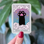 Queen of Paws Cat Tarot Card Sticker | Witchy Cat Lover Vinyl Decal | Cute Mystic Aesthetic Gift