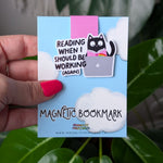 Funny Cat Magnetic Bookmark – Reading When I Should Be Working