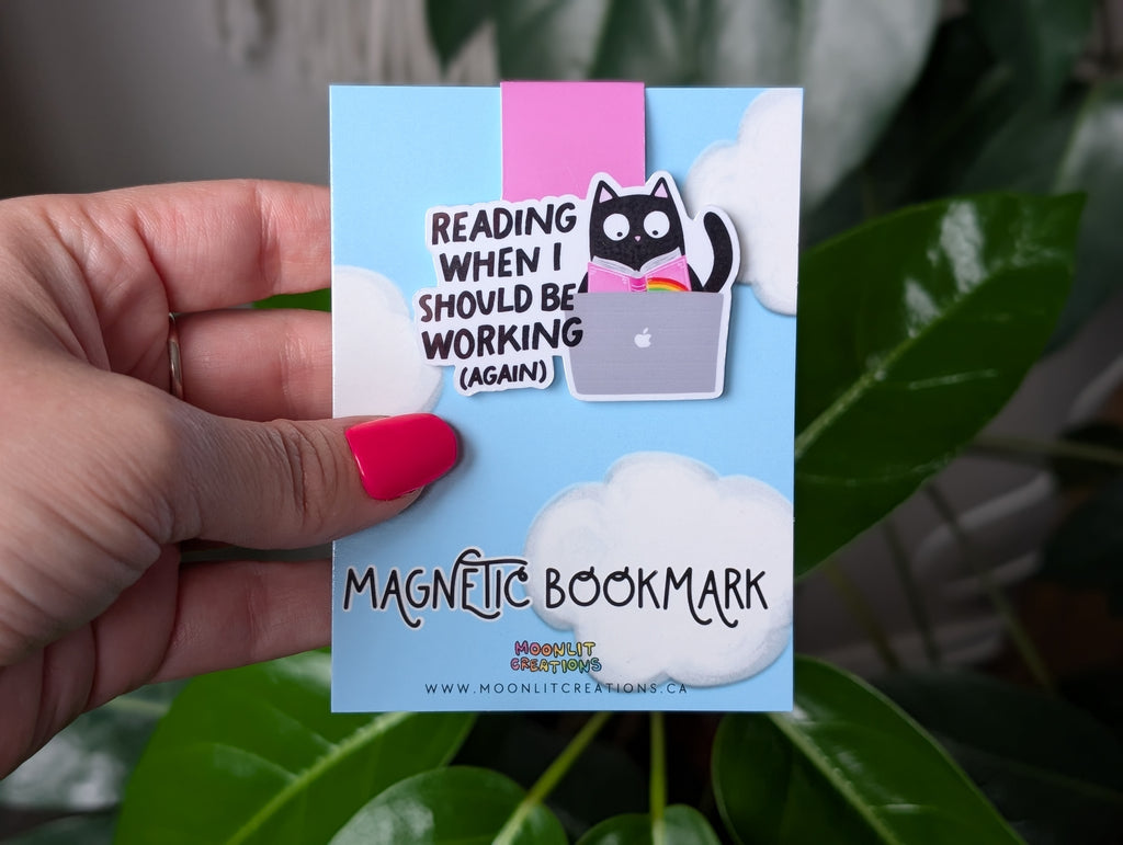 Funny Cat Magnetic Bookmark – Reading When I Should Be Working