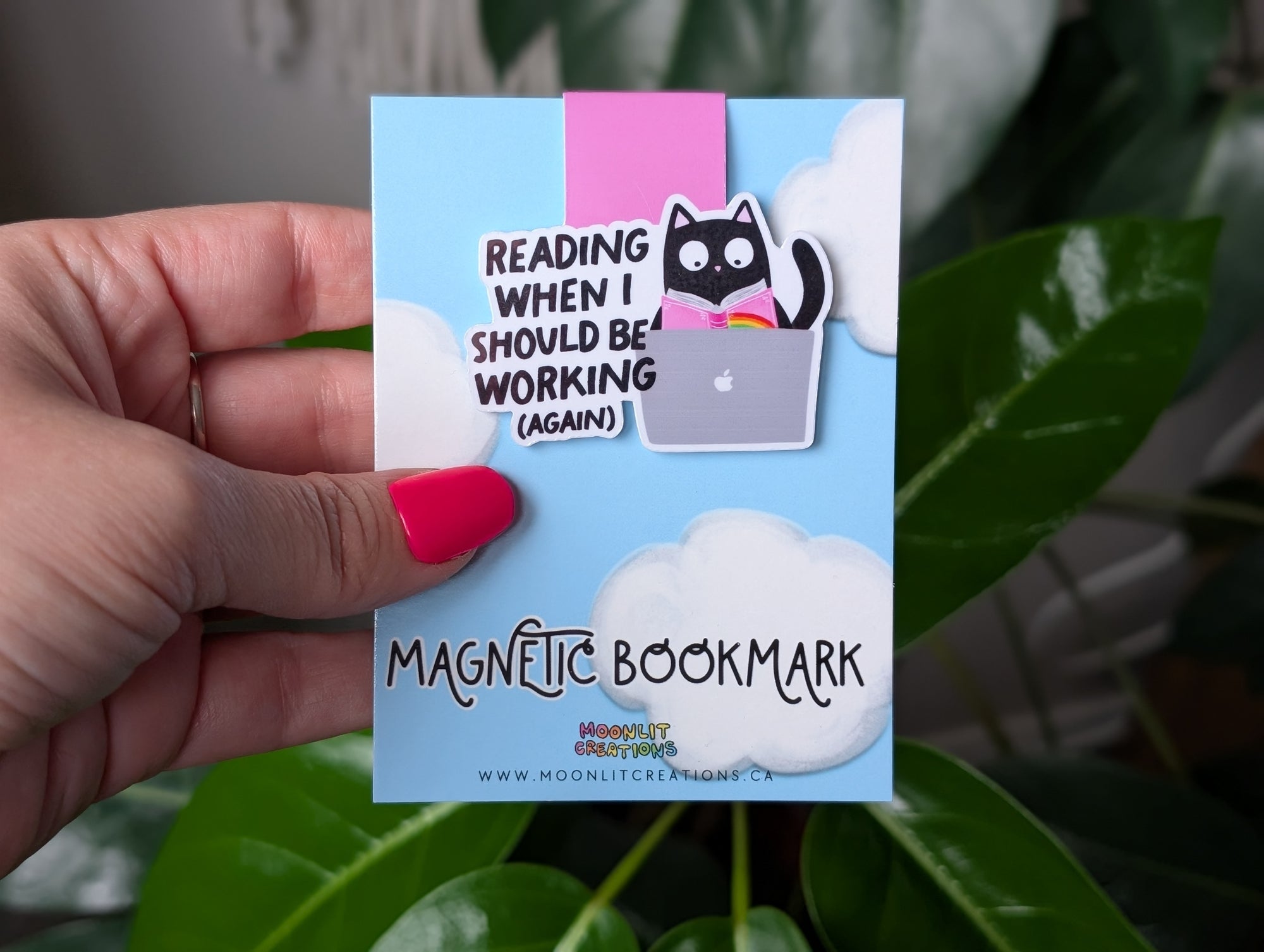 Funny Cat Magnetic Bookmark – Reading When I Should Be Working