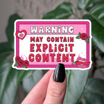 Warning May Contain Explicit Content Funny Reader Sticker