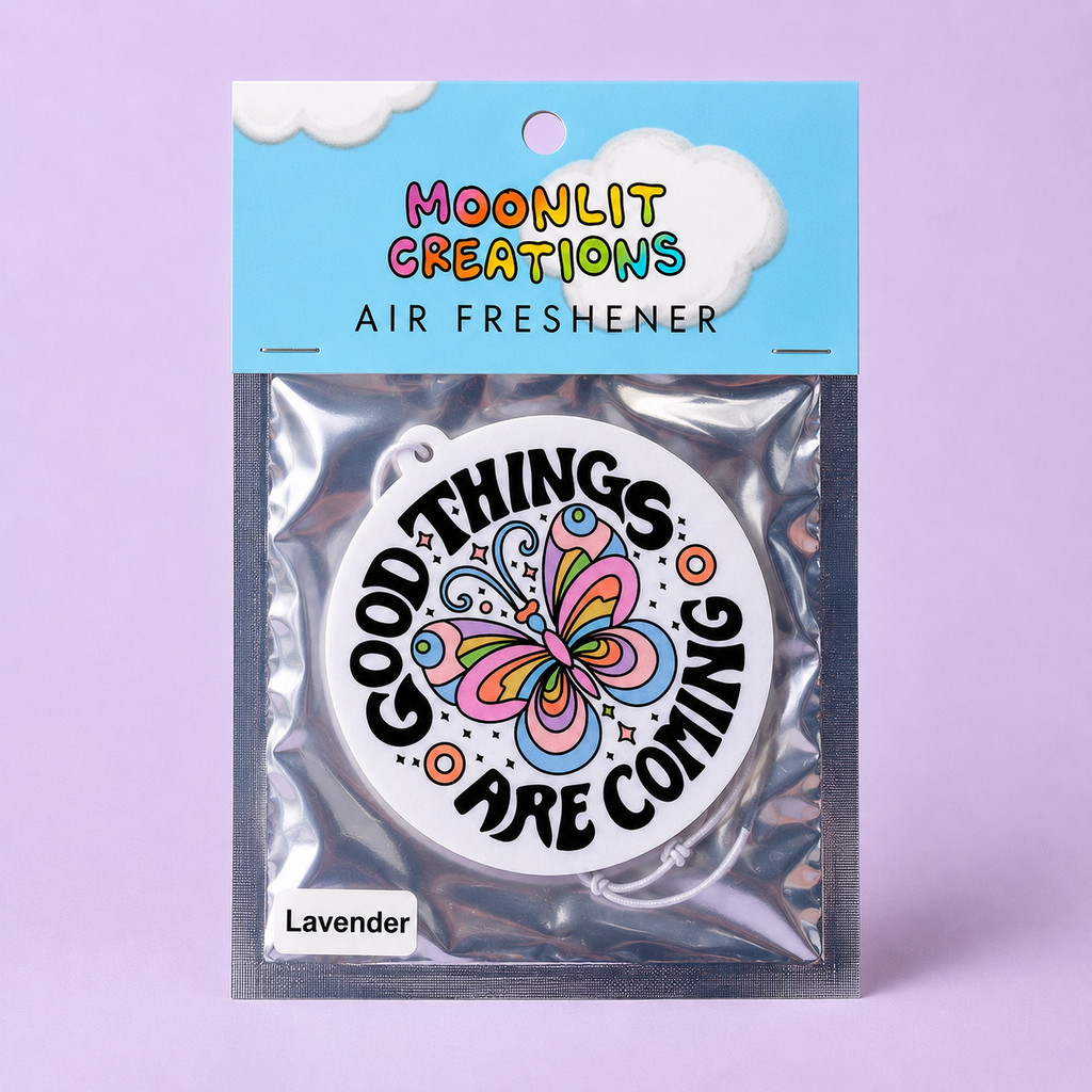 Good Things Are Coming Butterfly Car Air Freshener - Inspirational Car Freshener - Lavender Scent