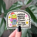 Hoppily Spread Cheer Frog Sticker – Funny Holiday Sticker