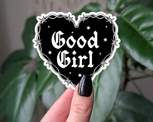 Good Girl Sticker | Gothic Heart Coquette Aesthetic Decal