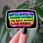 Spirit Animal Has Rabies Sticker – Funny Rainbow Goth Bat Decal