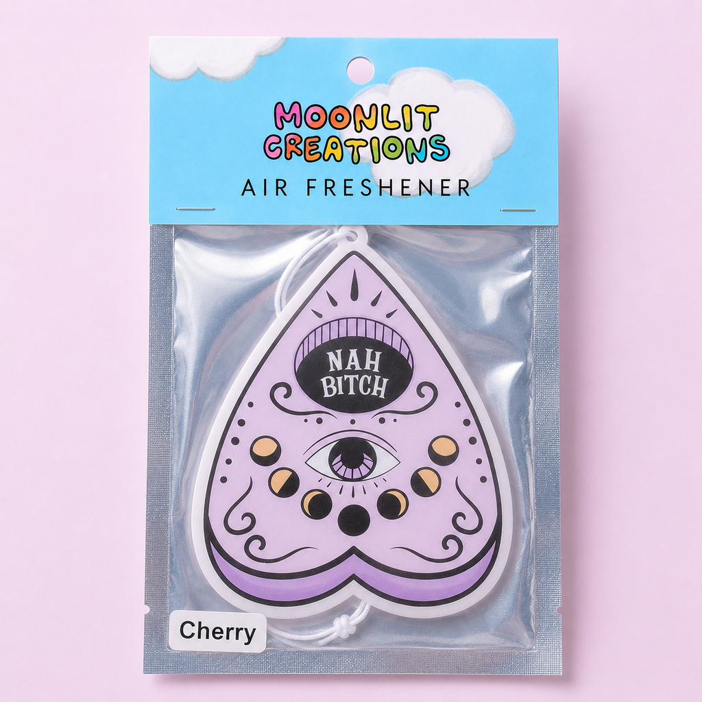 Nah Bitch Ouija Planchette Car Air Freshener - Funny Spooky Car Freshener - Cherry Scent