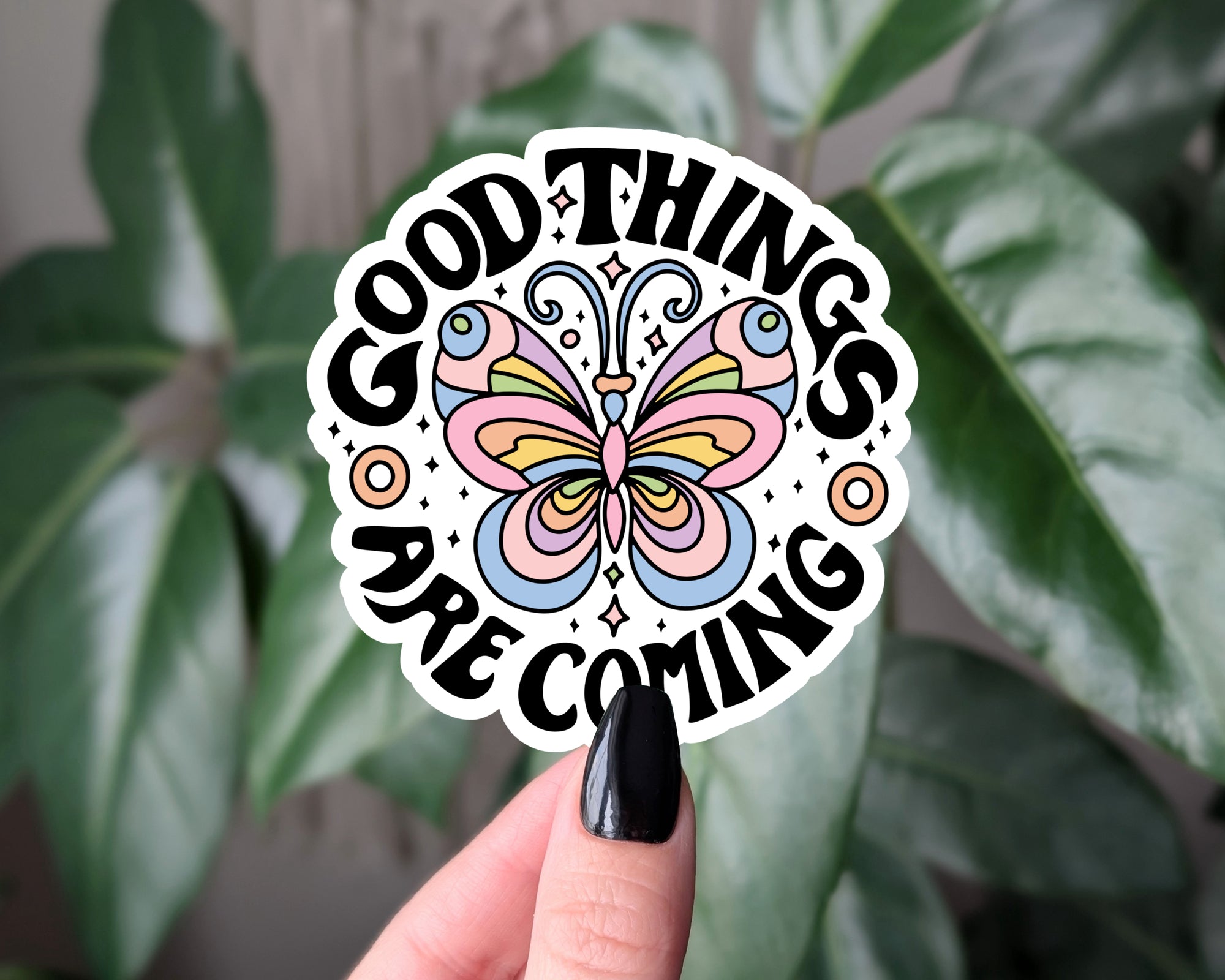 Good Things Are Coming Retro Butterfly Sticker