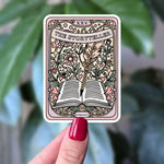 The Storyteller Tarot Sticker – Bookish Romance Floral Writing Design